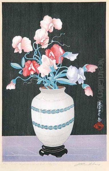 Untitled - Sweet Peas Oil Painting by Yoshijiro Urushibara