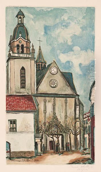 L'eglise De Limours. 1927-1928. Oil Painting by Maurice Utrillo