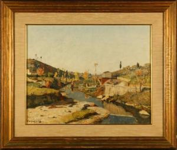 ''dintorni Di Firenze (ponteAll'asse)''. Oil Painting by Memo Vagaggini
