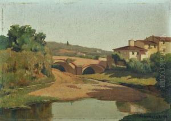 Ponte Sul Greve Oil Painting by Memo Vagaggini