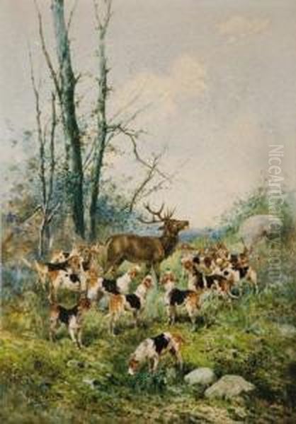 L'hallali Oil Painting by Rene Valette