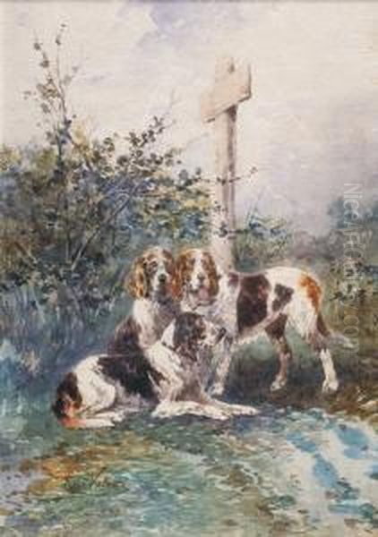 Perros De Caza Oil Painting by Rene Valette