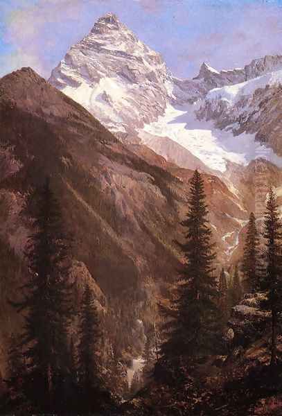 Canadian Rockies Asulkan Glacier Oil Painting by Albert Bierstadt