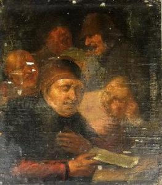 Men Singing In An Interior Oil Painting by Joos van Craesbeeck