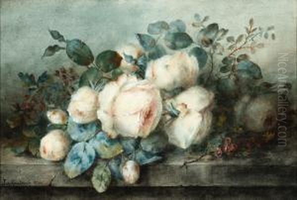 Roses Oil Painting by Johanna Margaretha Van De Kasteele