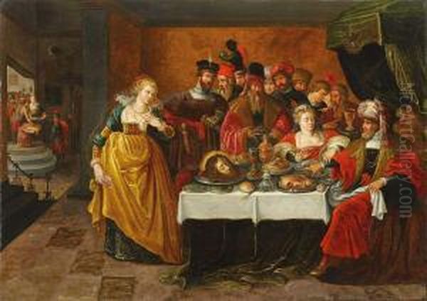 Salome Und Dieenthauptung Von Johannes Dem Taufer Oil Painting by Kasper or Gaspar van den Hoecke