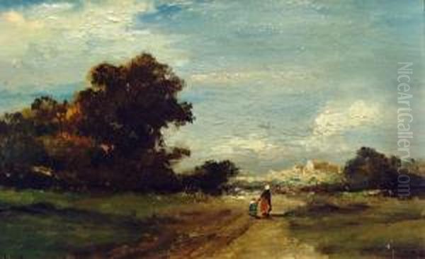 Hollandische Landschaft Oil Painting by Jan Van Der Linde