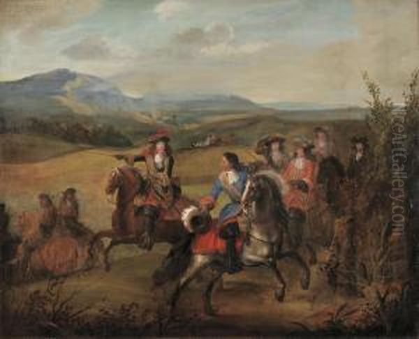 The Hunting Party Oil Painting by Adam Frans van der Meulen