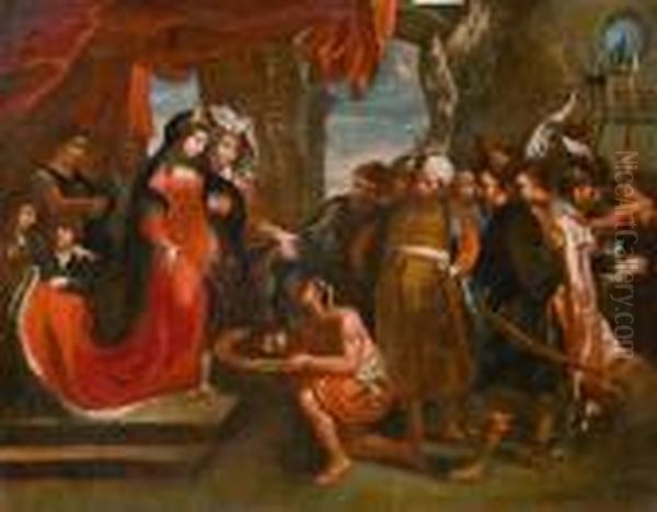 Tomyris Empfangt Das Haupt Konig Cyrus Oil Painting by Justus van Egmont