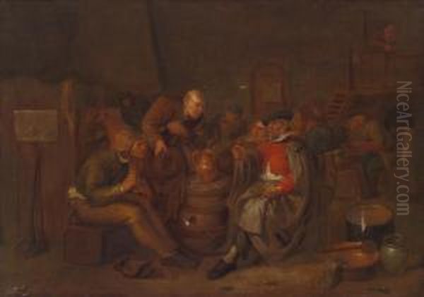 Coppia Di Scne Di Locanda Con Contadini Che Bevono E Fumano Oil Painting by Maarten Van Heemskerck
