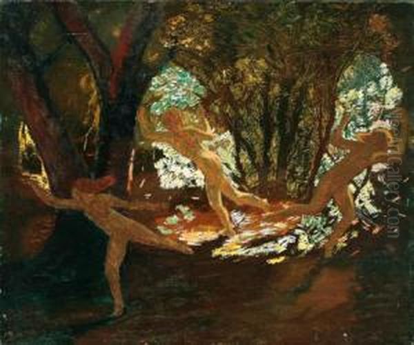 Play Oil Painting by Dearing Van Perrine
