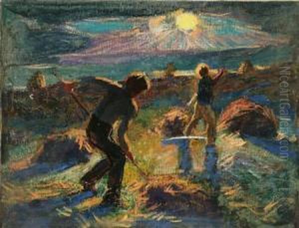 Haying Oil Painting by Dearing Van Perrine