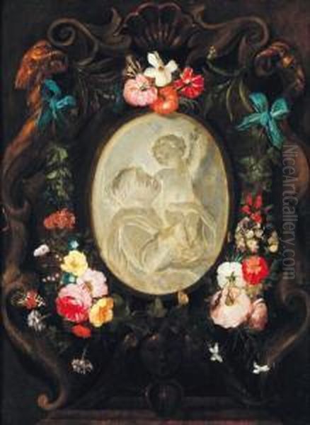 Vierge A L'enfant Dans Un Medaillon Oil Painting by Jan Philip van Thielen