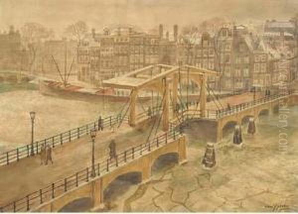 Magere Brug, Amsterdam Oil Painting by Gerrit Willem Van Yperen