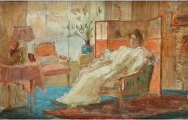 Figura Femminile In Un Interno Oil Painting by Luigi Arnaldo Vassallo