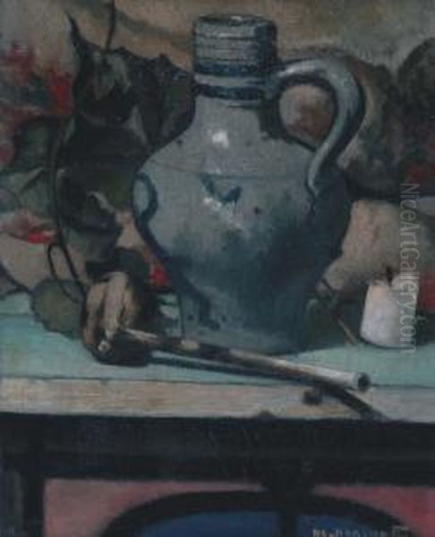 Zomerse Boerderij Aan Slootkant Oil Painting by Hendrik Willem Veenendaal