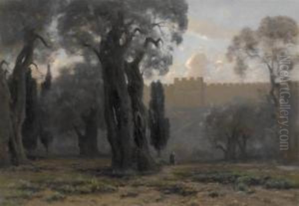 The Walls Of Jerusalem. Oil Painting by Auguste Louis Veillon