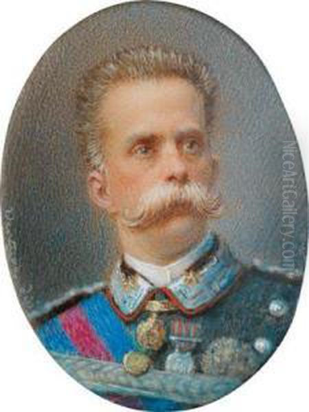 Portrait Miniature Oil Painting by Domenico Ventura