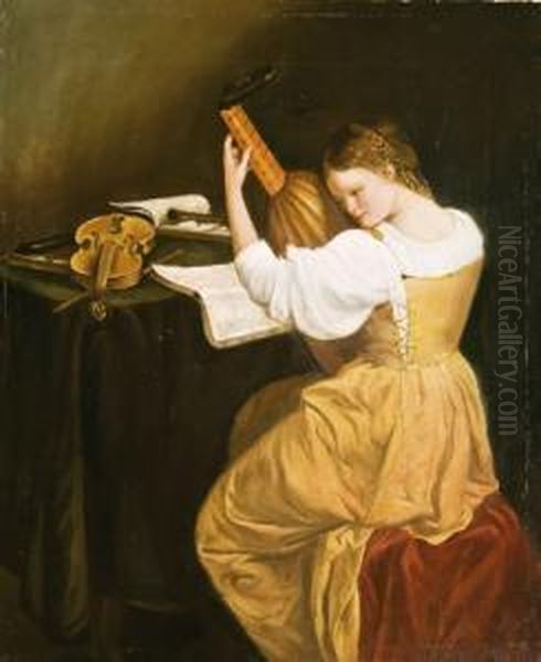 Lanton Jatszo Lany Oil Painting by Jan Vermeer Van Delft