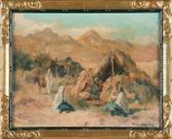 Campement Dans Le Sud Algerien Oil Painting by Edouard Verschaffelt