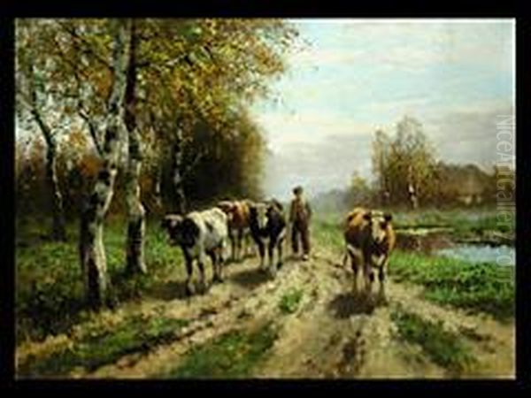 Der Ruckweg Von Der Weide Oil Painting by Charles, Verschuuren Jnr.