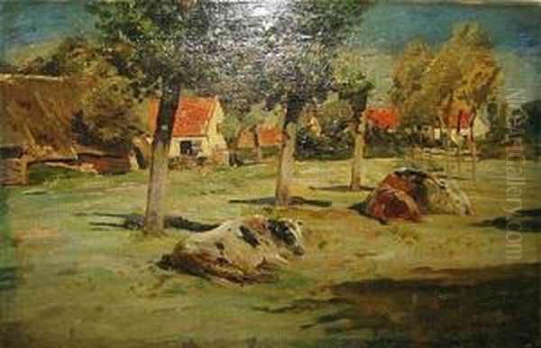 Rustende Koeien Oil Painting by Alfred Jacques Verwee
