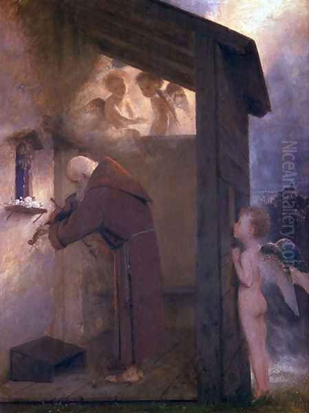 The hermit Oil Painting by Arnold Bocklin