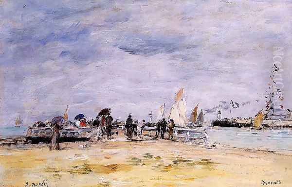 Deauville, the Jetty Oil Painting by Eugene Boudin