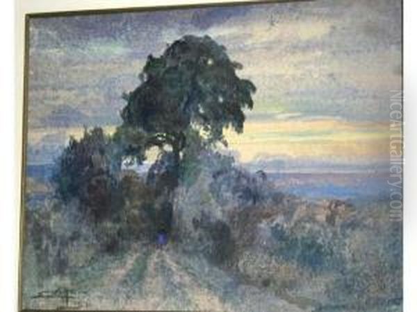 Chemin En Campagne Au Crepuscule Oil Painting by Eugene Villon
