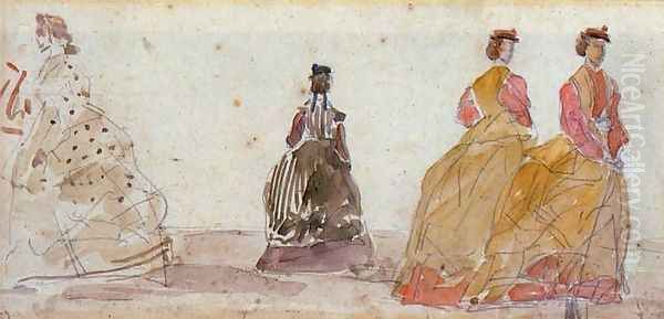 Crinolines II Oil Painting by Eugene Boudin