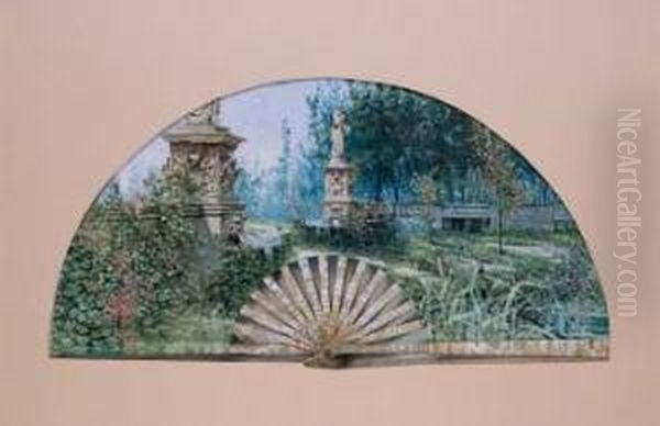 Jardin Italiano Oil Painting by Salvador Viniegra Y Lasso