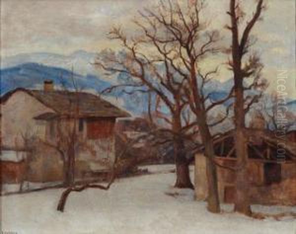 Effet D'hiver En Valais Oil Painting by Paul Virchaux
