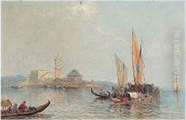 Italian Lake Scenes Oil Painting by J. Vivian
