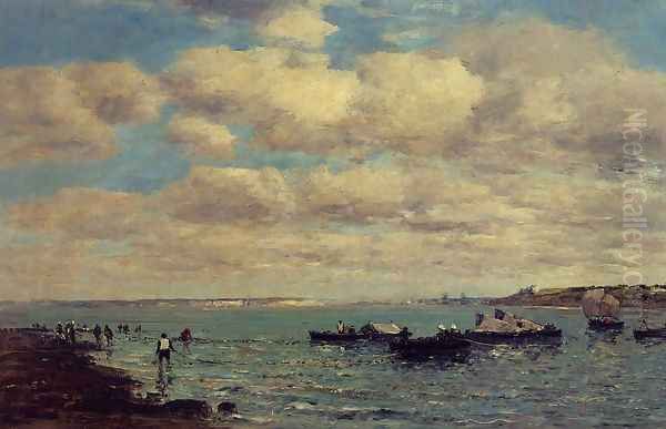 Camaret, Fishermen and Boats Oil Painting by Eugene Boudin