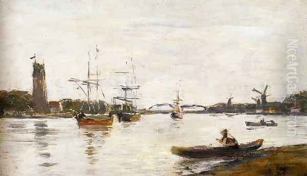 The Meuse at Dordrecht Oil Painting by Eugene Boudin