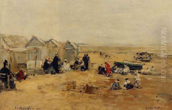 Deauville: Beach Scene Oil Painting by Eugene Boudin