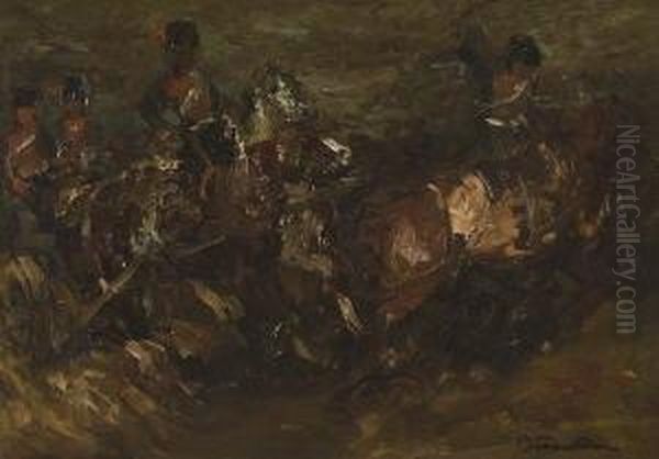 Auf Dem Weg In Die
 Schlacht. Oil Painting by Otto Von Faber Du Faur