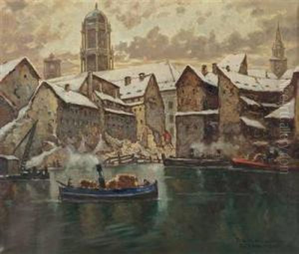 Muhlendamm Oil Painting by Julius Von Kaan-Albest