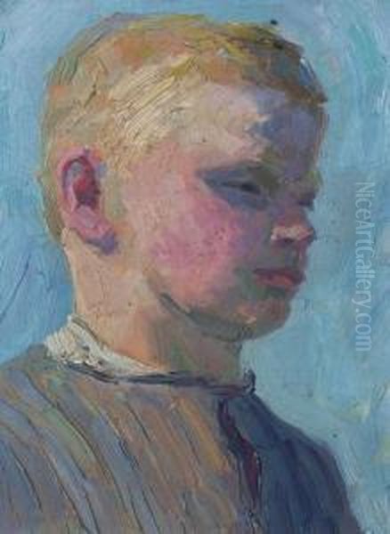 Bildnis Eines Blonden Jungen Oil Painting by Constantin Von Mitschke Collande