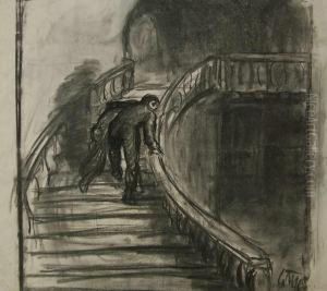 Treppe Steigender Mann (buhnenentwurf ?)