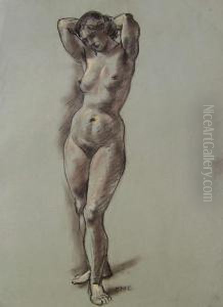 Stehender Weiblicher Akt Oil Painting by Constantin Von Mitschke Collande