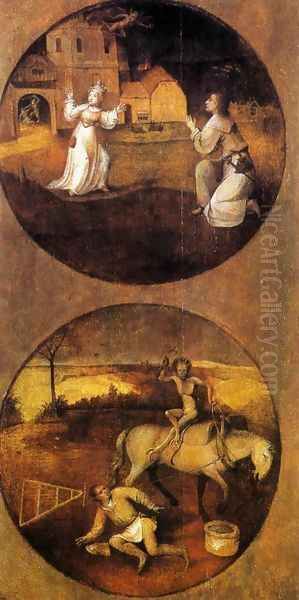 Mankind Beset by Devils (reverse of Rebel Angels panel) 1500-04 Oil Painting by Hieronymous Bosch