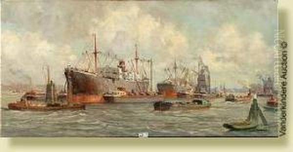 Le Port De Rotterdam Oil Painting by Pieter Johannes Al. Wagemans