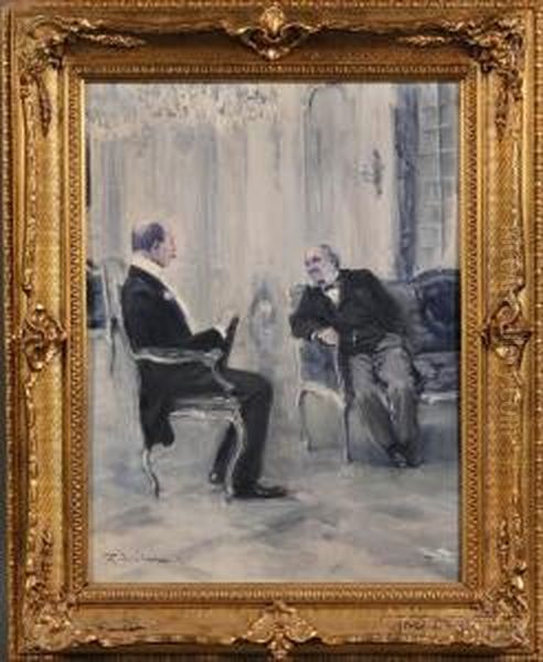 The Discourse Oil Painting by Friedrich Wahle