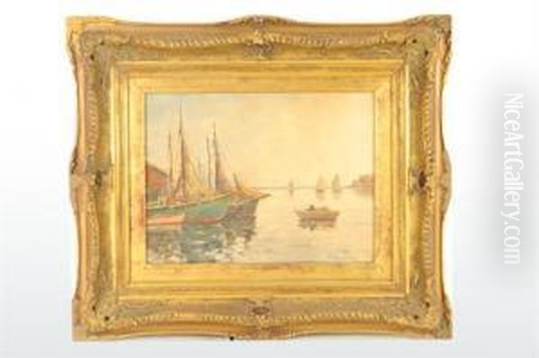 Rhode Island Fishing Boats Oil Painting by William Ward, Jr.