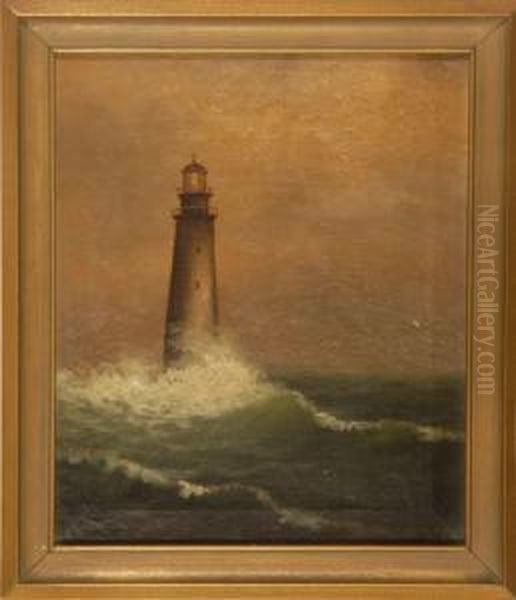Boston Light Oil Painting by Ida Warren Cutler