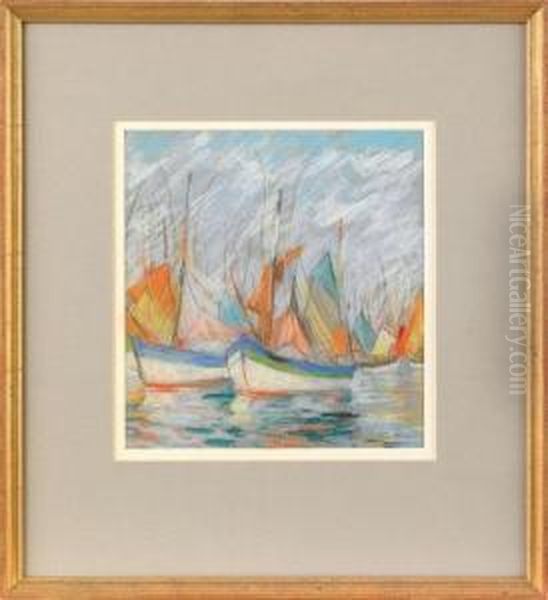 Barques Of Brittany Oil Painting by Elizabeth Fisher Washington