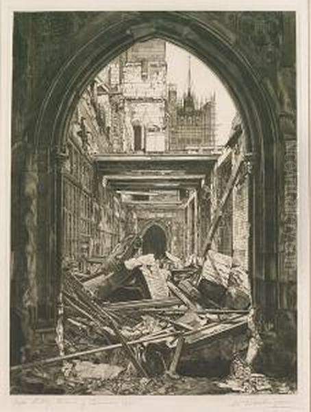 Ayes, Lobby, House Of Commons 1941 Oil Painting by William Washington