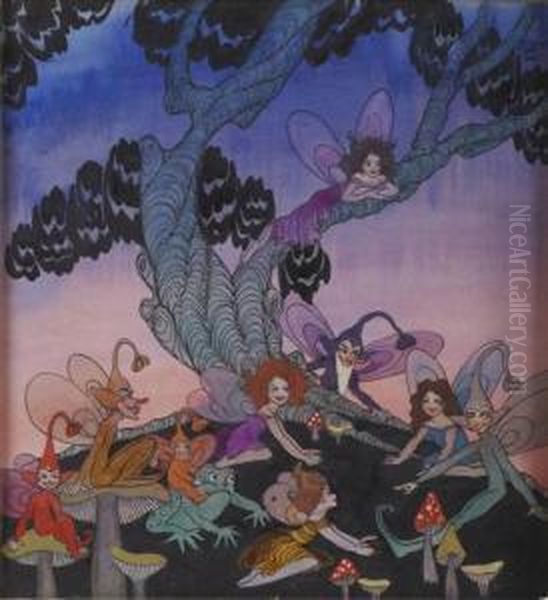 Fairies At Dusk Oil Painting by Elizabeth Mary Watt
