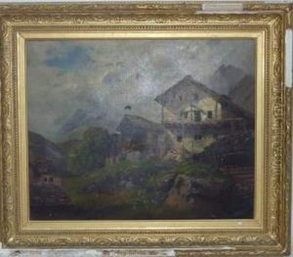 Chalet Dans La Montagne Oil Painting by Paul Weber
